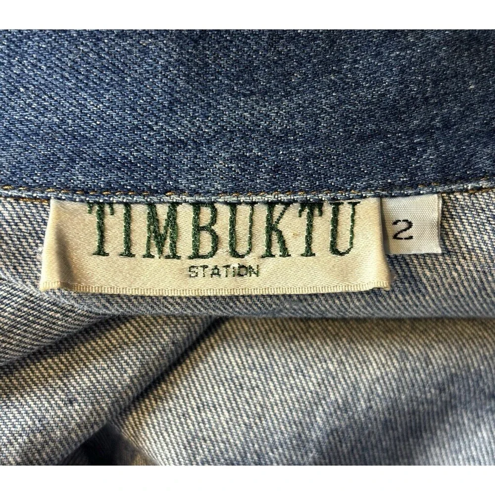 Vintage Timbuktu Womens Southwestern Denim Jean Jacket Button Up Western Blue XL